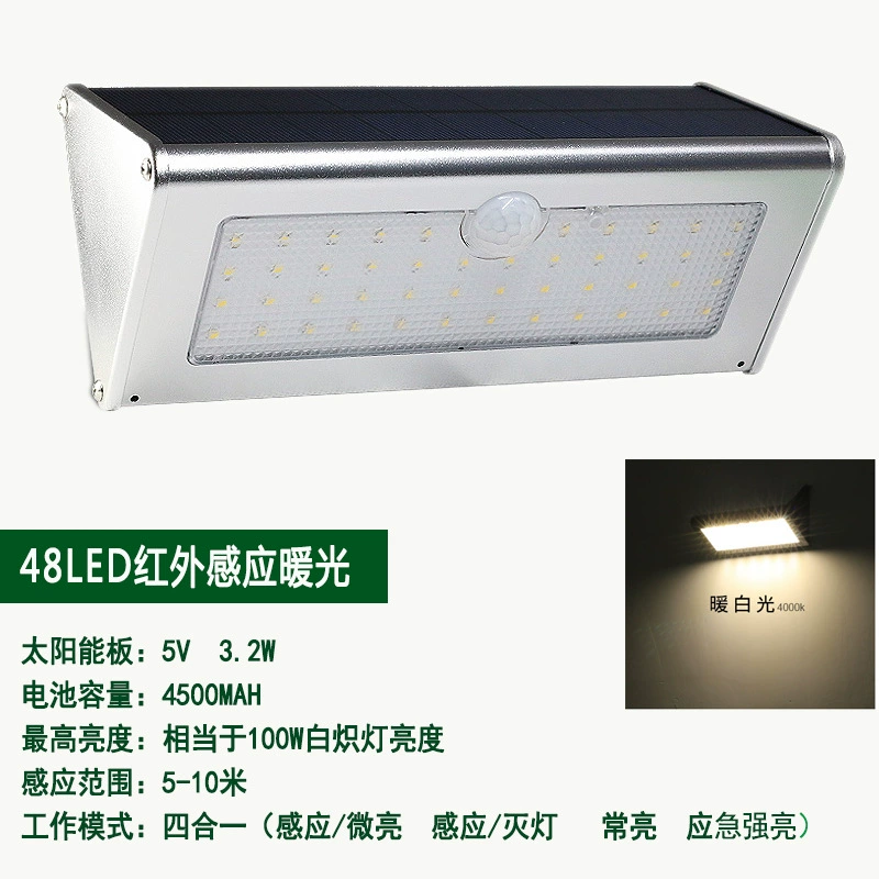 Уличная электрическая LED-лампа на солнечной батарее, физиологическая индукция светильник для путешествий, бра для беседки, светочувствительный датчик человека