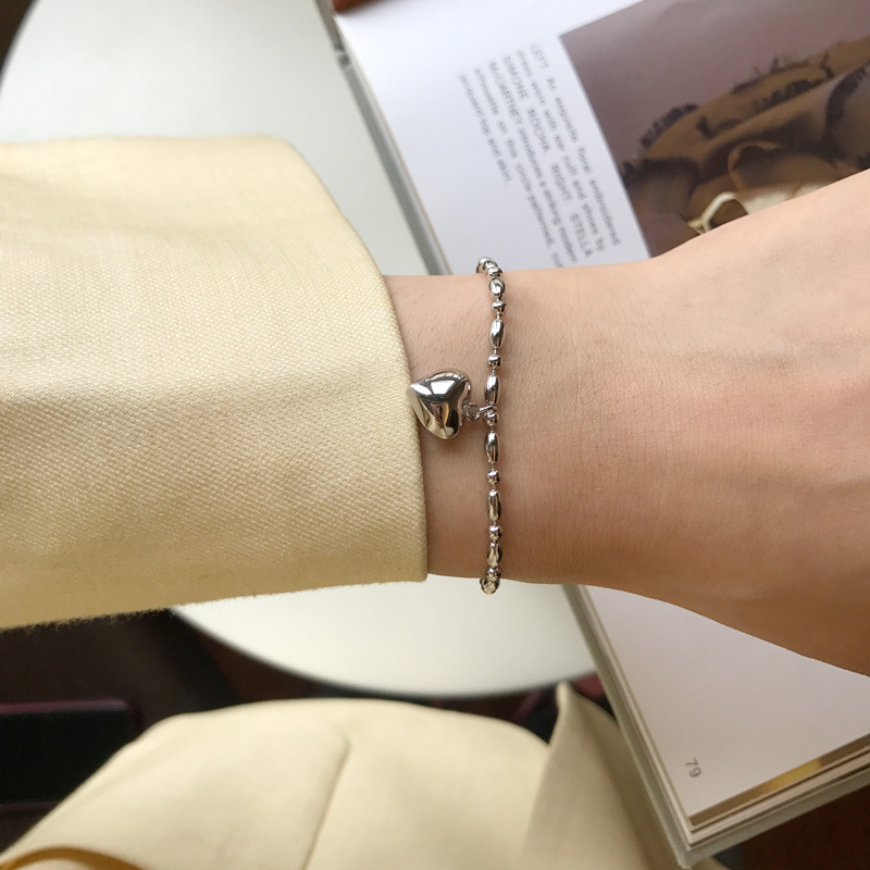 1 Piece 925 Sterling Silver Heart Shape 925 Sterling Silver Bracelets display picture 4