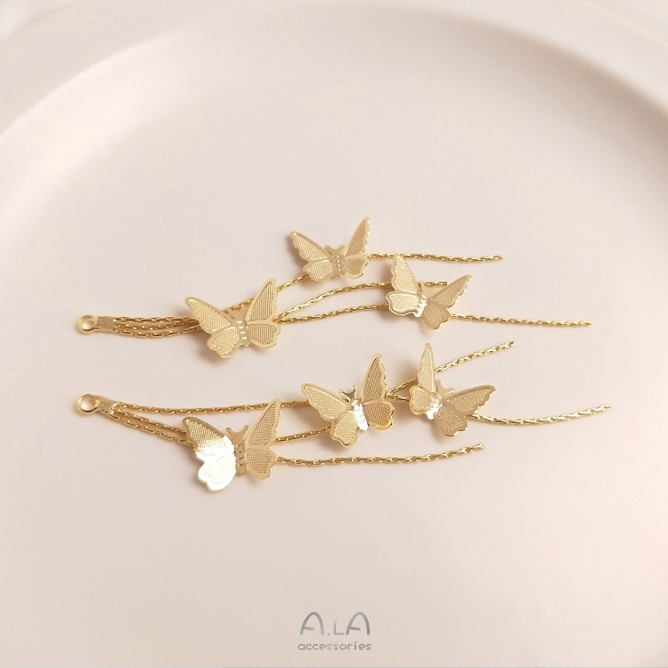 Chain Design IG Style, Casual Style 1 Piece Copper 14K Gold Plated 18K Gold Plated Butterfly Polished Hook Earring Findings