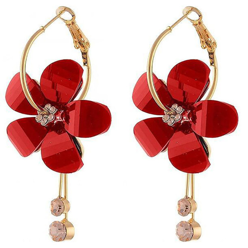 Korean version of 6 petals acrylic zircon tassels several earrings circle transparent earrings sunflower earrings 4 colors