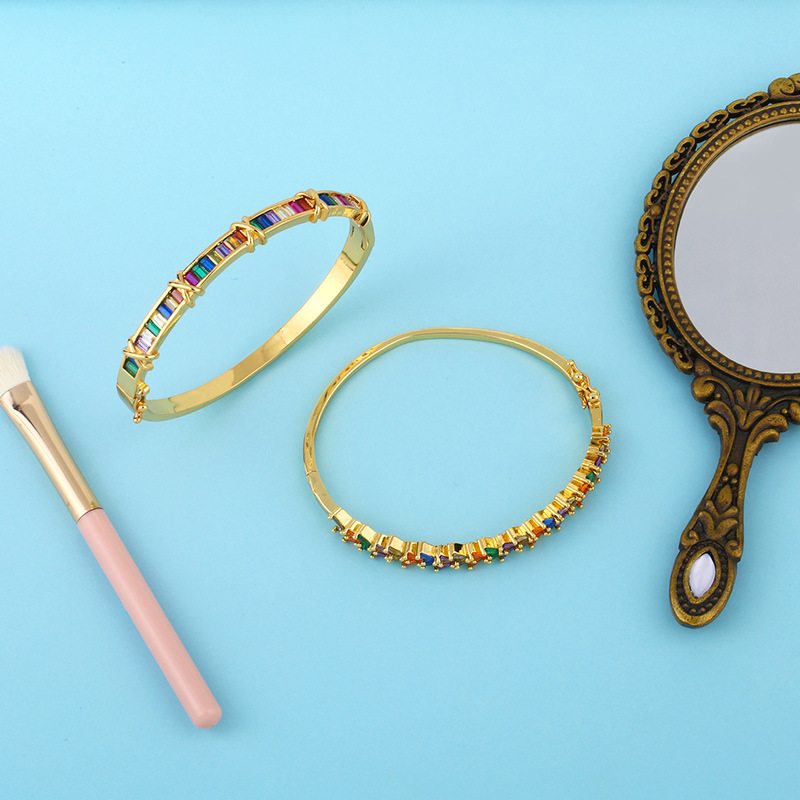 Color zircon bracelet women original fashion colorful geometric open bracelet boutique jewelry whole