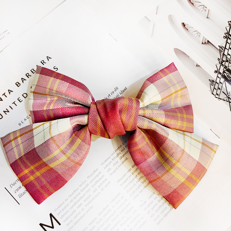 Korean Version Of The College Style High-end Plaid Fabric Hairpin Wild Cute Soft Sister Bow Hairpin Jk Uniform Accessories Female display picture 8