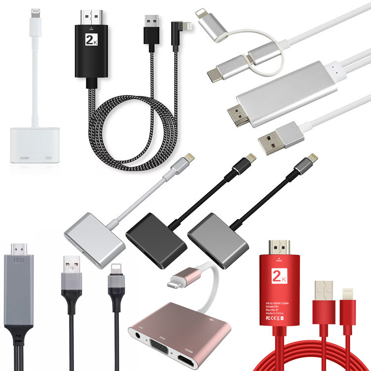 Suitable for Apple iPhone Android Phone Tablet to HDMI HD Video Same Screen Device Line type-c Adapter Suitable for Apple iPhone Android Phone Tablet to HDMI HD Video Same Screen Device Line type-c Adapter