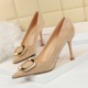 998-8 Korean fashion women's shoes slim heel suede shallow mouth pointed metal buckle sexy thin club high heel single shoes