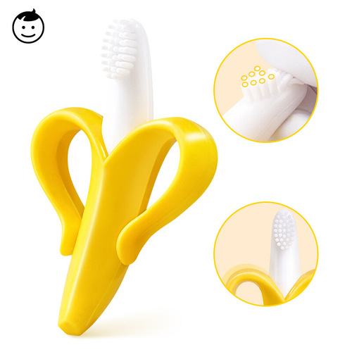 Banana teether, baby gum, infant tooth grinding stick, baby milk tooth teething gum, banana toothbrush, baby silicone toothbrush
