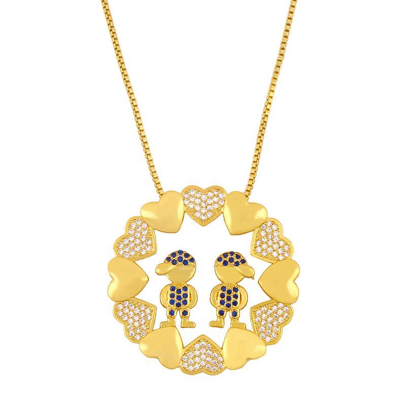 fashion jewelry couple necklace boy girl diamond pendant necklace birthday gift wholesale nihaojewel