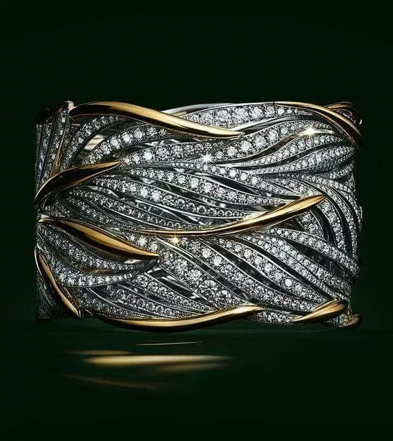 Zirconium 臻荣, золотисто-двухцветное кольцо, пожелание, инкрустировано цирконием