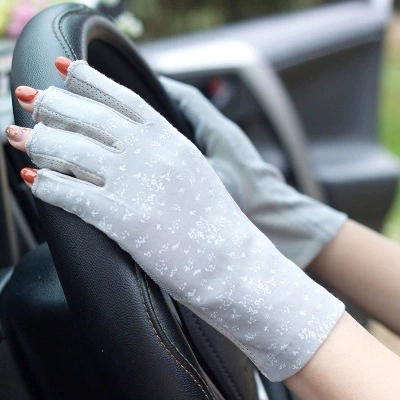 Summer gloves, ultra thin cotton ring, fingerless, UV protection