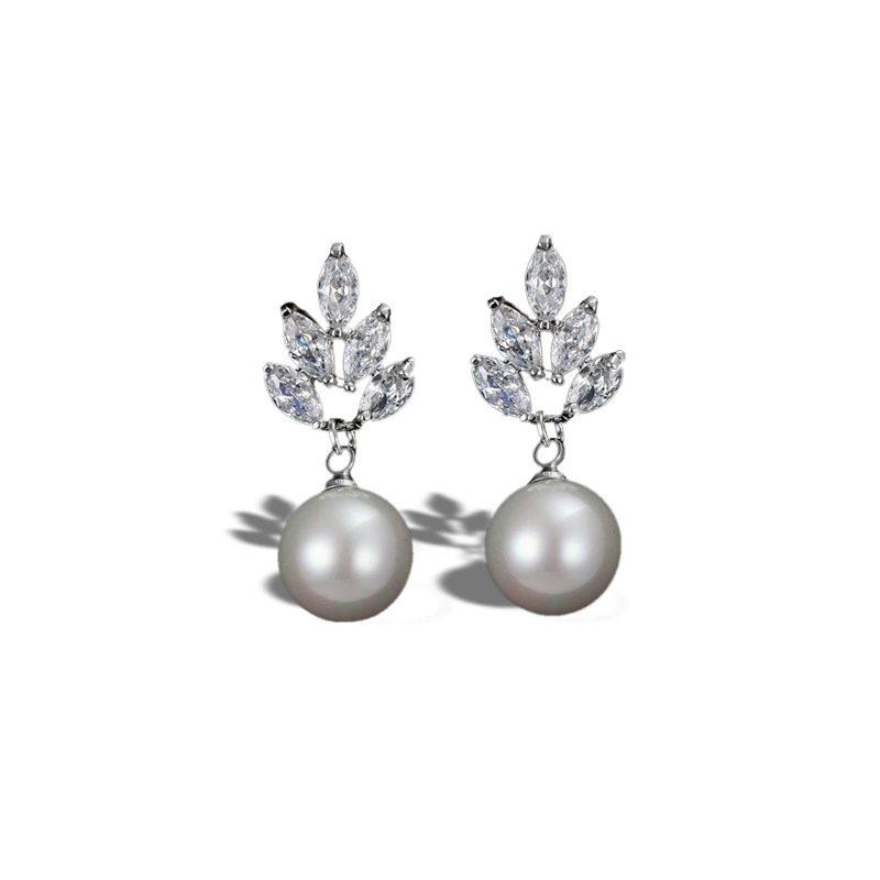 Цирконий, серьги, инкрустация камнем из жемчуга, оптом, с AliExpress