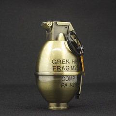 Medium ZL805 electroplated oval grenade keychain pendant lighter red fire windproof creative military ornament