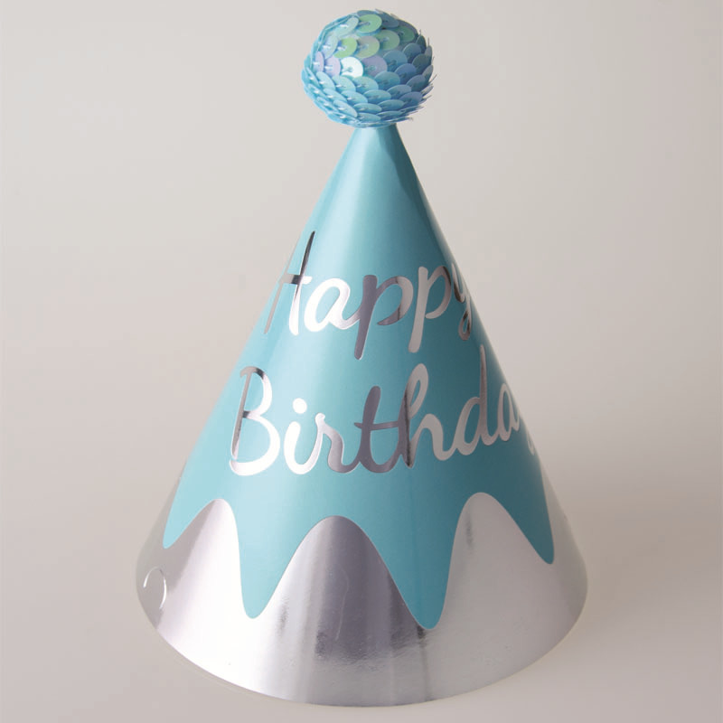 货号：M005   品名：蓝色银山蓝球生日帽