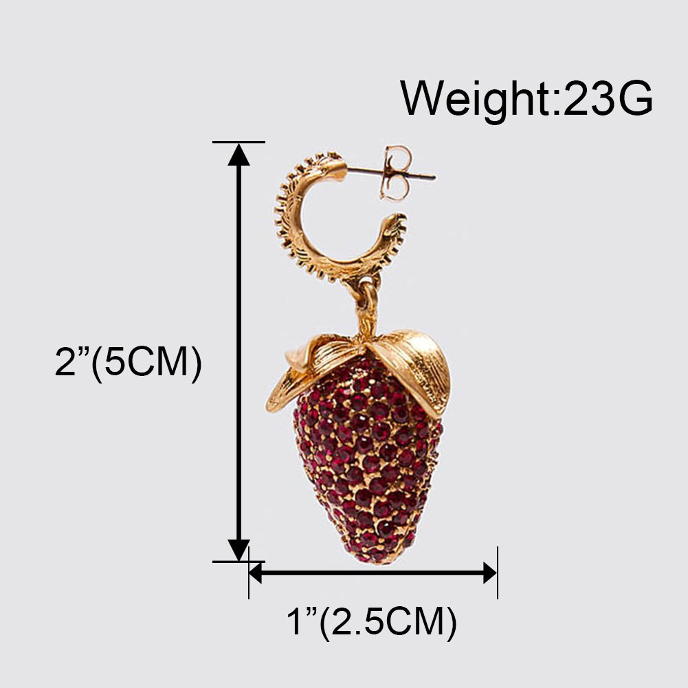 New Simple Strawberry Earrings Retro Alloy Diamond Fruit Earrings Wholesale Nihaojewelry display picture 1
