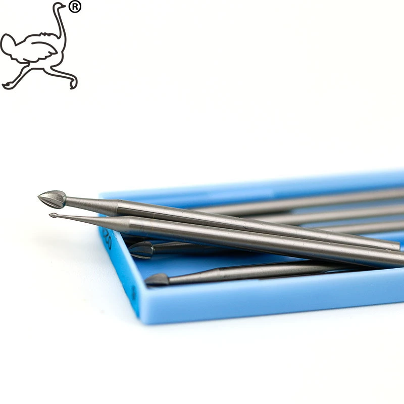 Синяя коробка с иглами 6 # Инструмент для микрорезьбы: насадка-фреза для гравировки в форме персика, для браслетов с оливковыми косточками, для создания полых узоров