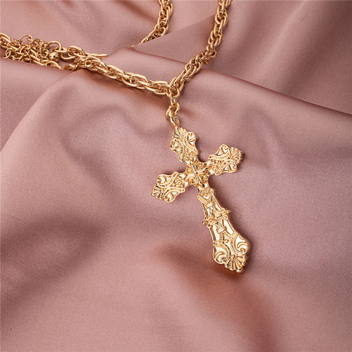 simple cross alloy necklace
