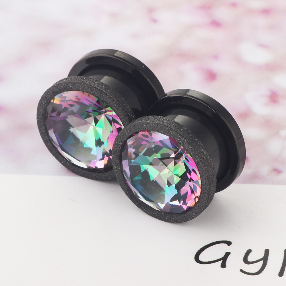 Stainless Steel Sand Pressure Zircon Ear Expander Plug Ear Stretcher Taper Human Body Piercing Jewelry Pulley Ear Expander Ear detail image 8