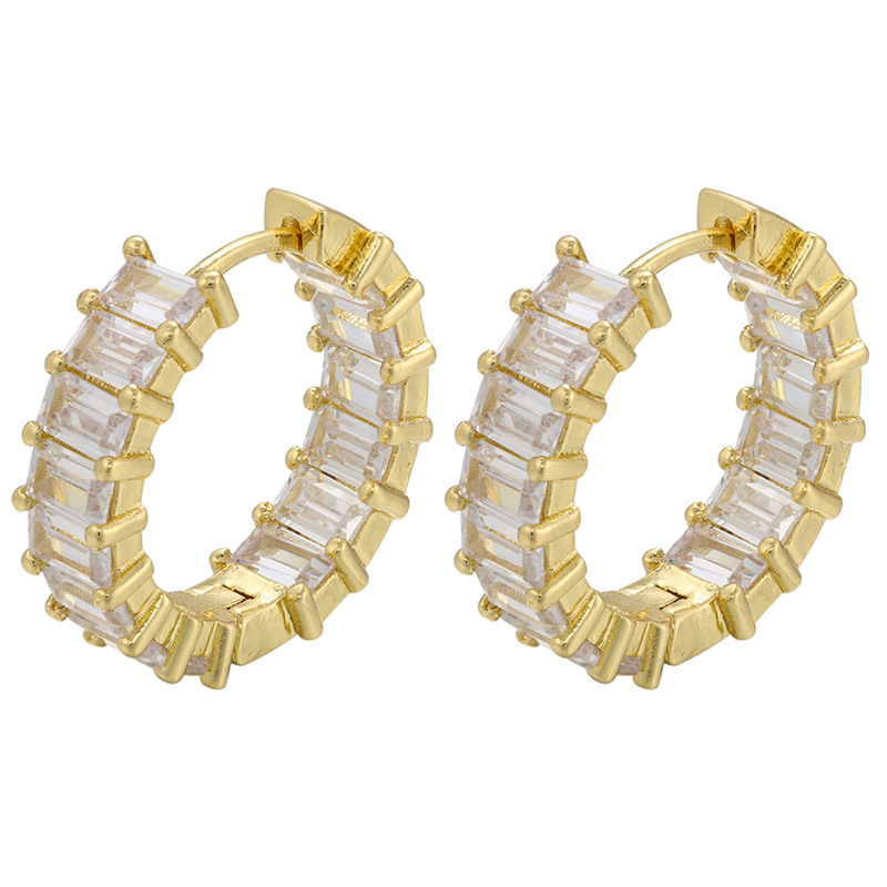 Vente En Gros Grandes Boucles D&#39;oreilles En Zircon Carrées Micro-incrustées Nihaojewelry display picture 2