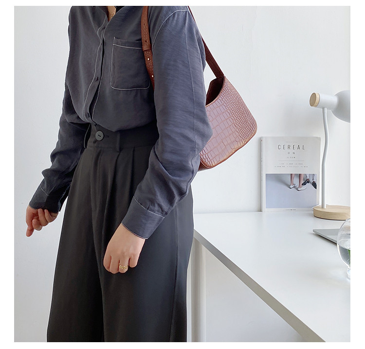 Crocodile pattern armpit women, niche design, high-end PU styling handbag, Korean version shoulder bag for women_voghion.com