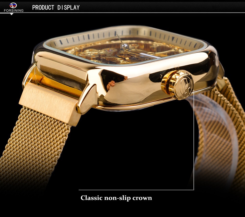 Men's Square Automatic Mechanical Watch With Magnetic Band_voghion.com