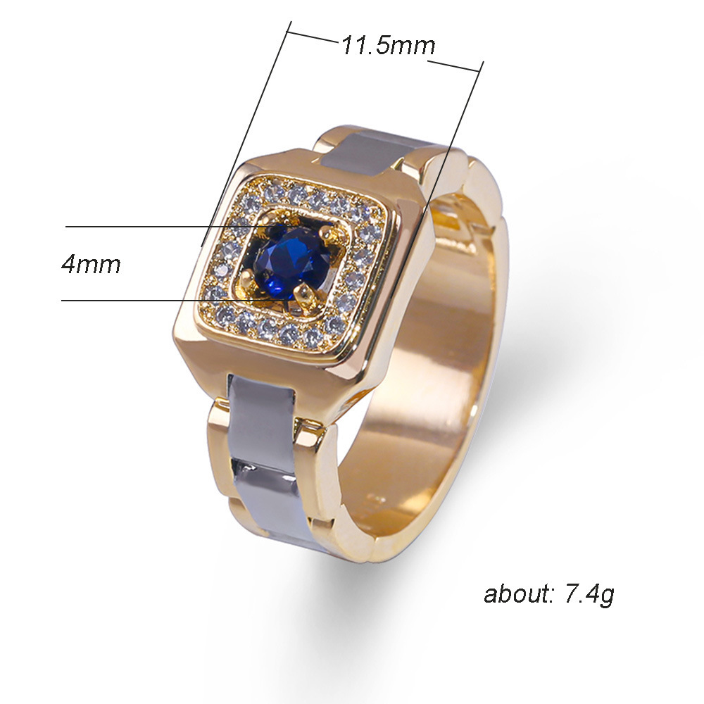 Streetwear Square Alloy Plating Inlay Artificial Gemstones Men's Rings display picture 1