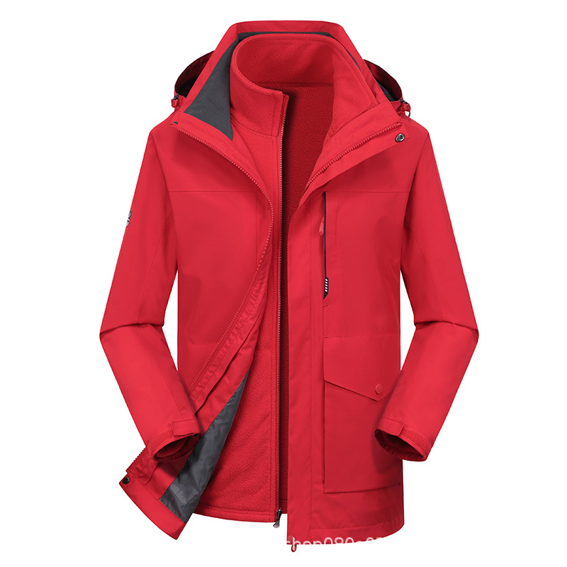 Chaqueta tres en uno de los hombres desmontable forrado de lana engrosada a prueba de viento impermeable marca de moda de las mujeres al aire libre montañismo traje de esquí pareja