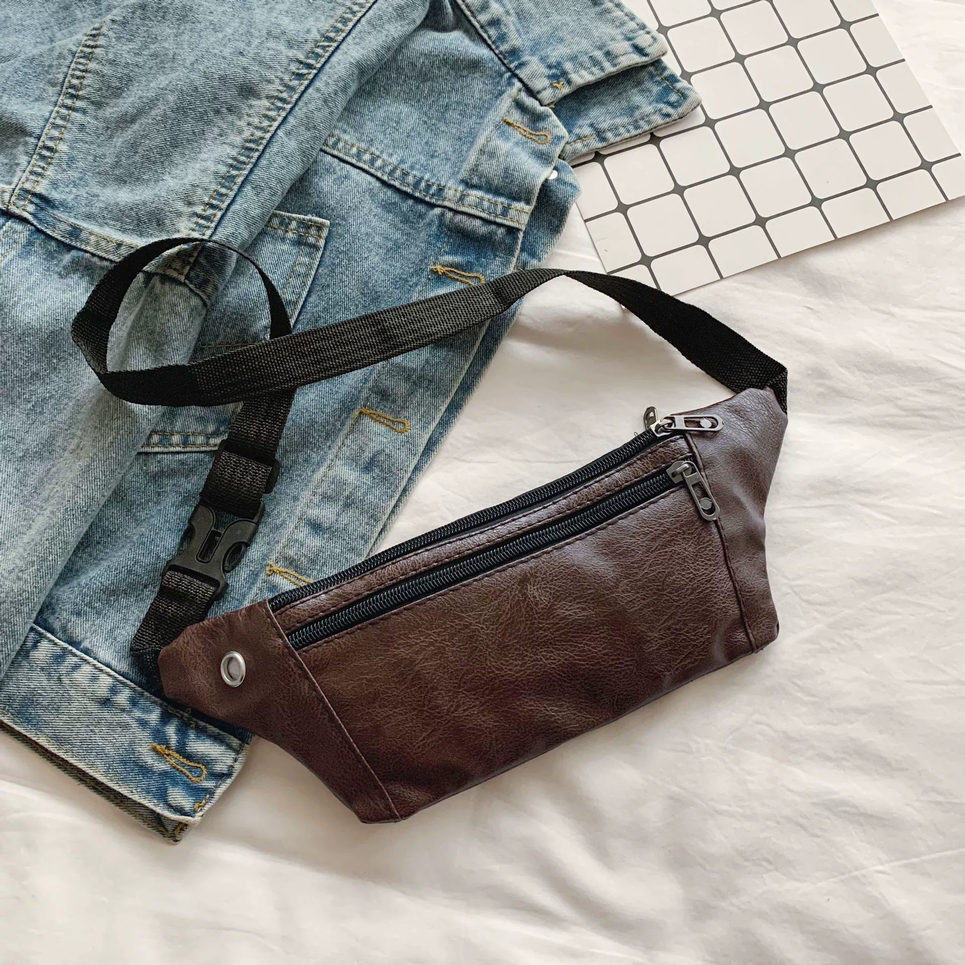 Поясная сумка для спорта на открытом воздухе 2023 новая многофункциональная сумка для мобильного телефона для бега для фитнеса PU ретро модная мужская сумка оптом