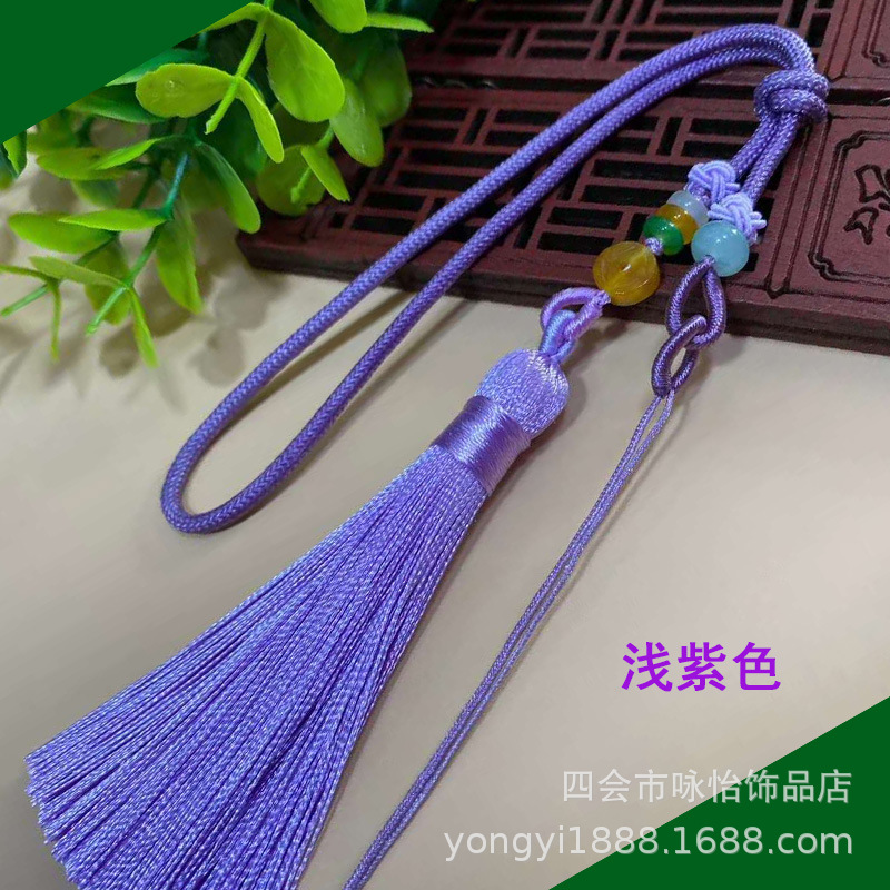 浅紫色小圆绳流苏把件绳