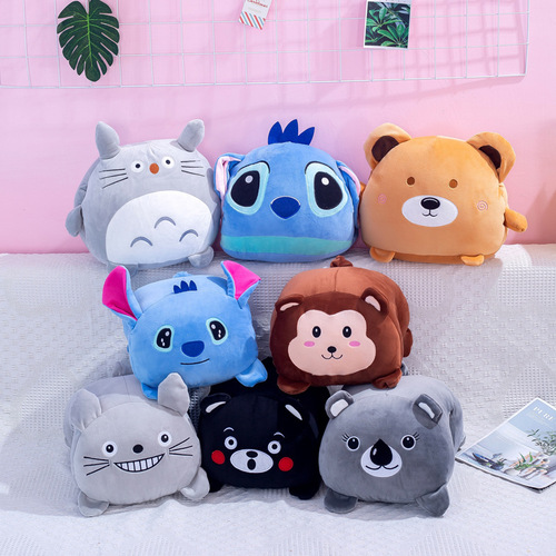 Wholesale cartoon character hand-in-hand sleep pillow, hand-warming plush toy for girls