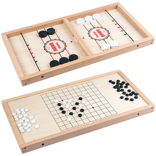 Bounce Bounce Parent-Child Interactive Children's Game Spring Shooting Ice Hockey Desk Game Two-in-One Five-in-a-Row Board Game Toy