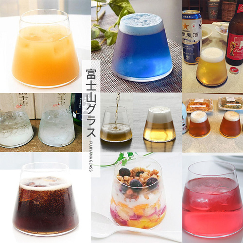Japanese Fuji Mountain Cup Personalized Transparent Glass Cup Glassware Beer Cup Beverage Juice Cup Juice Cup Wooden Box