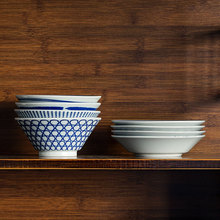 西田木雨 亨利碗 日式高温釉下彩手绘陶瓷餐具 米饭碗 碟子