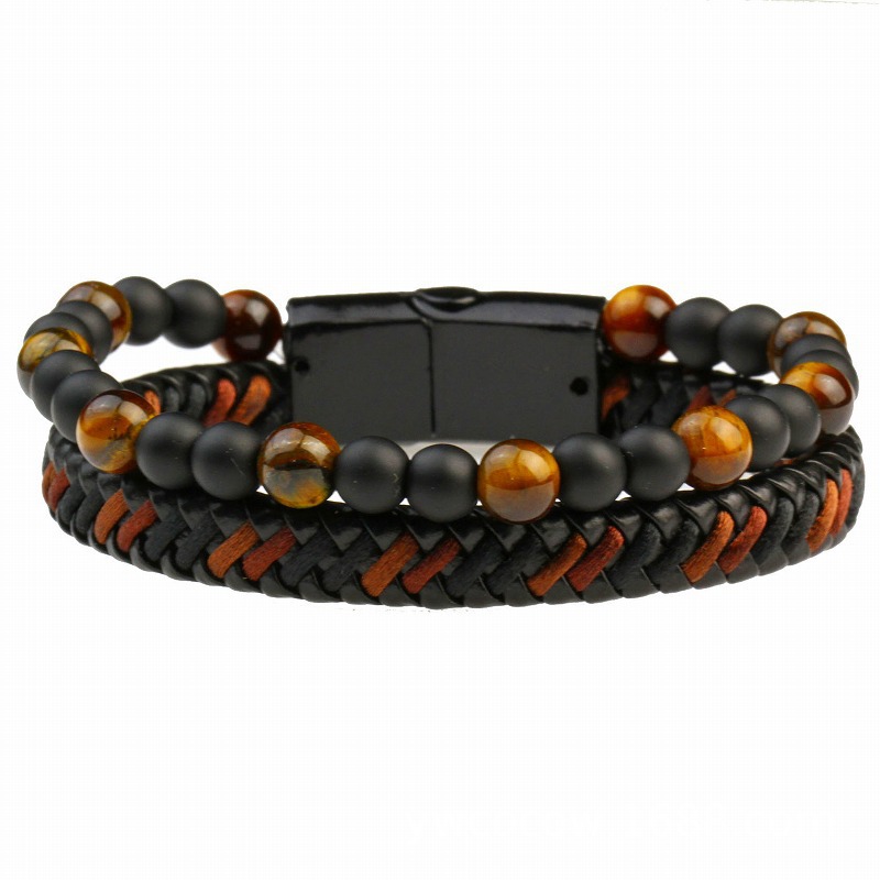 men's leather magnetic bracelet