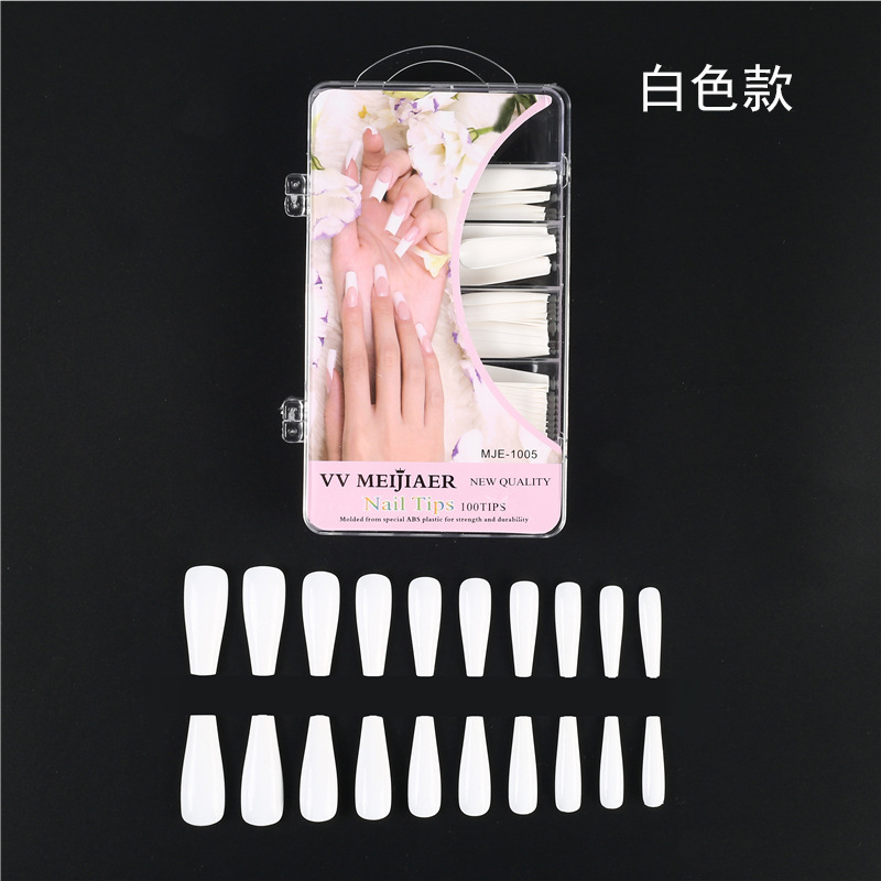 Uñas postizas largas transparentes 100 piezas - Forma trapezoidal larga - Full cover - Naturales - Para extensión de uñas - Venta al por mayor