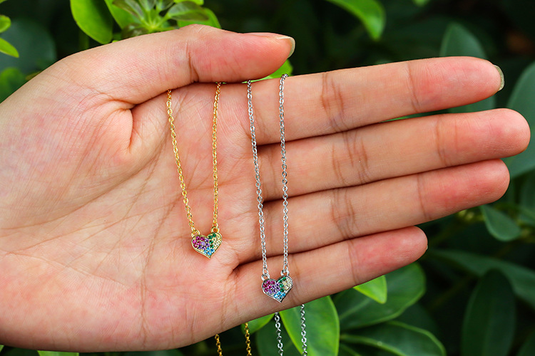 Pendant Necklace Classification Wholesale Jewelry Fashion Heart Copper Diamond Pendant Necklace