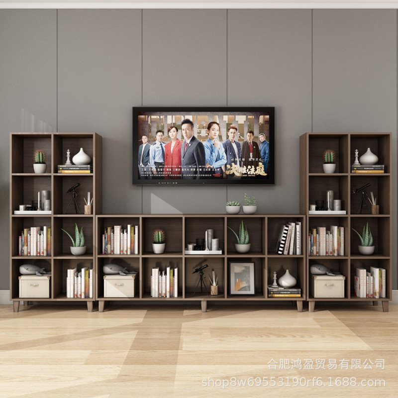 Solid Wood Floor Bookcase Free Combination Lattice Doorless Storage Cabinet Bookshelf Under Stairs Storage Cabinet Toy Storage Cabinet