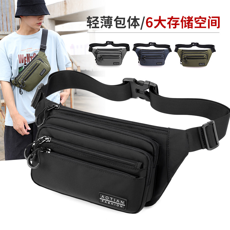 Riñonera impermeable para hombre, multicapa, ligera, gran capacidad, de Oxford, con bolsillo para teléfono