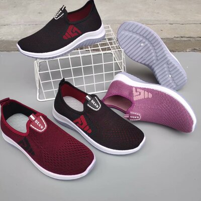 飞织网面运动鞋女2020秋季老北京布鞋一脚蹬妈妈鞋软底老年单鞋