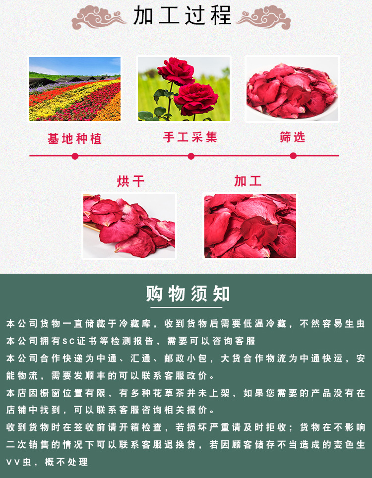 Dried Rose Petals Mei Gui Hua Bulk Loose Flower Tea and Bath Petals 500g from Yunnan preparation