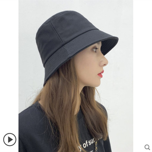 Fisherman's Hat Korean Style Black Plain Cotton Bucket Hat Four Seasons Sun Protection Hat with Logo Sun Hat for Men and Women