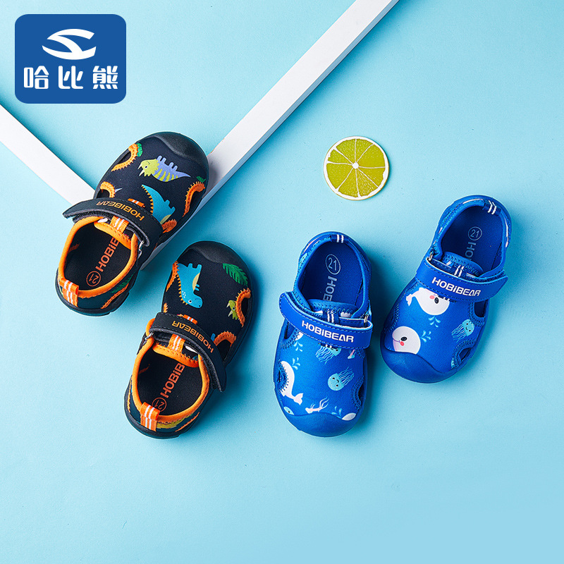 哈比熊童鞋2020夏季新款女童卡通图案软底儿童凉鞋男童包头沙滩鞋
