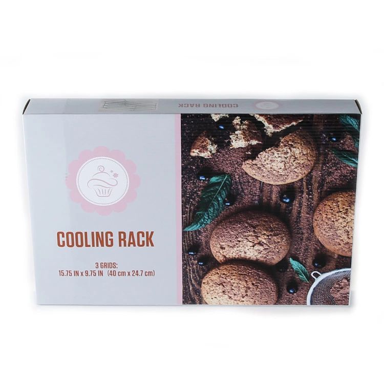 Caja de color de tres capas para hornear estante de refrigeración pan estante frío estante de la torta herramientas para hornear negro antiadherente estante de refrigeración