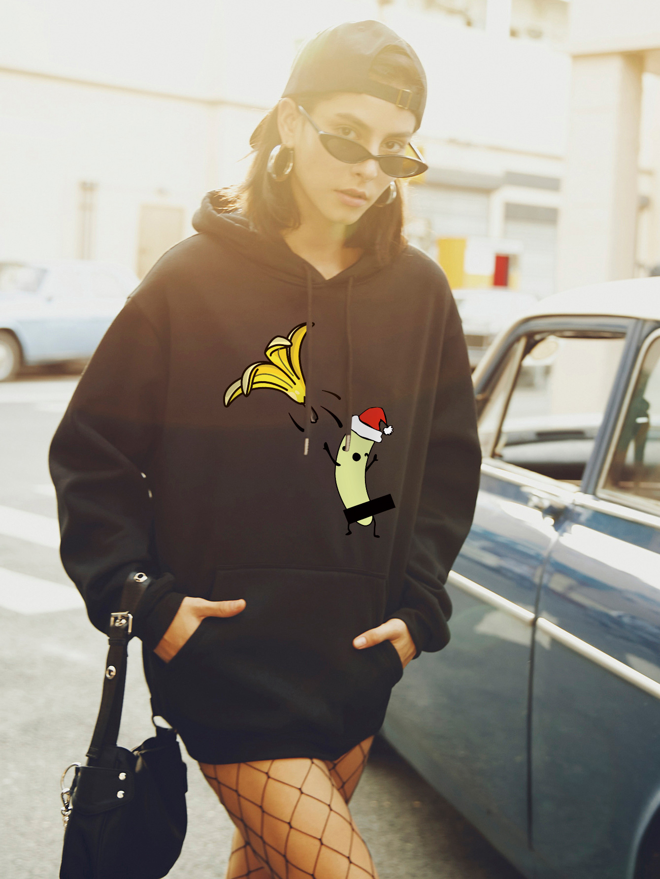 women's autumn and winter Christmas funny banana plus size hooded sweater NSSN4160