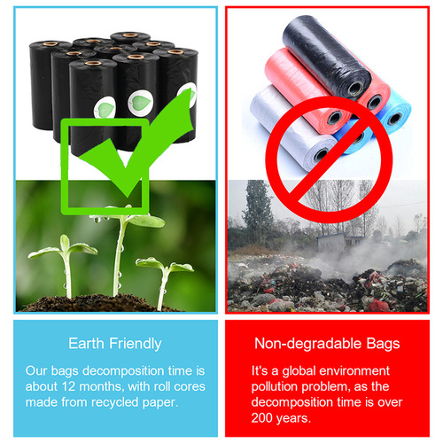epi degradable black pet waste bag dog poop bag pickup bag manufacturer