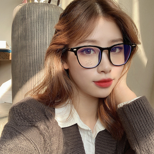 Anti-blue light and anti-radiation glasses for male and female students, Korean version, no prescription, can be matched with myopia glasses frame, Internet celebrity face slimming trend