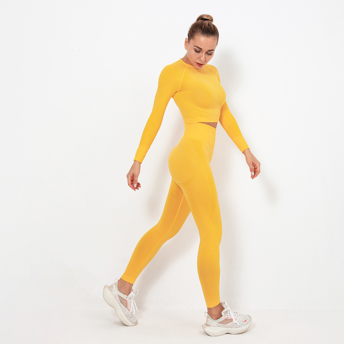 seamless knittedtight elastic hip fitness sports suit NSLX9030