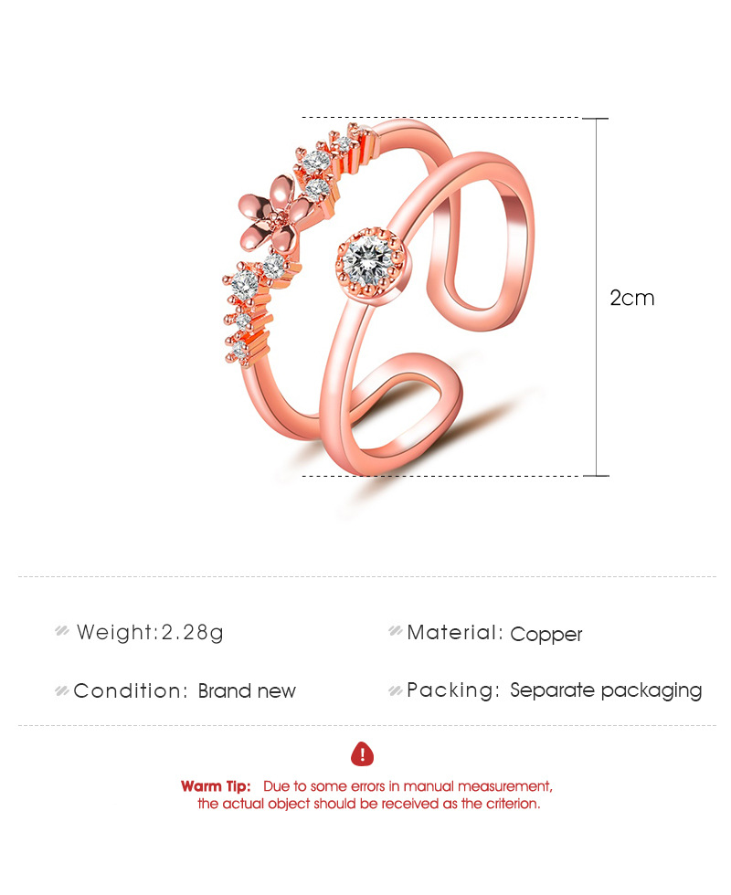 Korean New Double Layer Diamond U-shaped Ring Fashion Opening Adjustable Ring Wholesale Nihaojewelry display picture 1