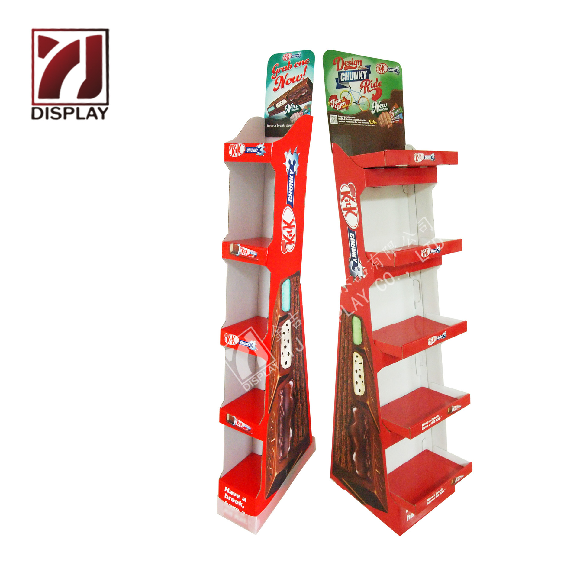 深圳工厂定制品牌巧克力瓦楞纸展示架多层节省成本免费设计打样