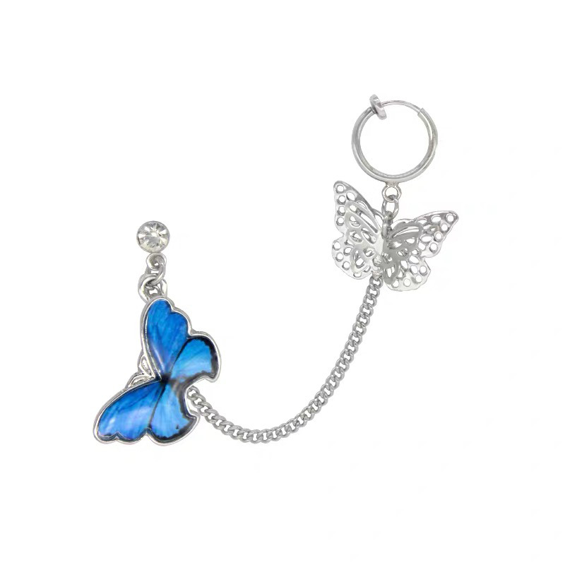 925 Silver Needle Ins Blue Butterfly Ohrringe Ohr Knögel Einteilige Ketten Ohrringe 2020 Neue Trend Ige Ohrringe Frauen display picture 9