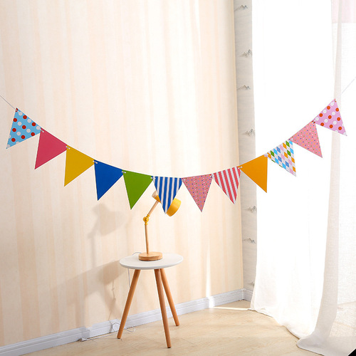 Festival Party Decorations Birthday Banner Triangle Hanging Flags Wedding Theme Party Background Decoration Props Wholesale
