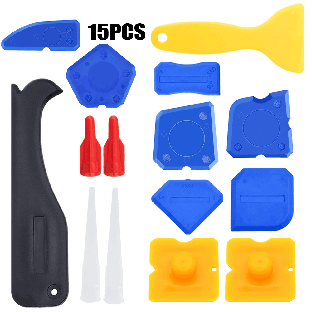 15件套塑料刮板美缝铲刀填缝喷嘴密封胶间隙修整 美缝工具