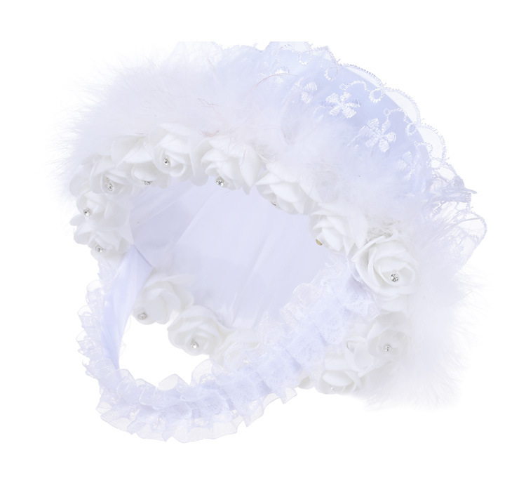 Cross-border new European-style ostrich wool rose hand-held handmade flower basket, creative bride wedding flower basket, children's flower basket detail image 11